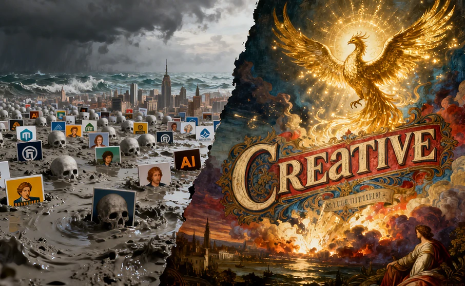 AI-generált vizuális szemét kontra kreatív reneszánsz — a grafikai tervezés jövője kétfelé ágazik